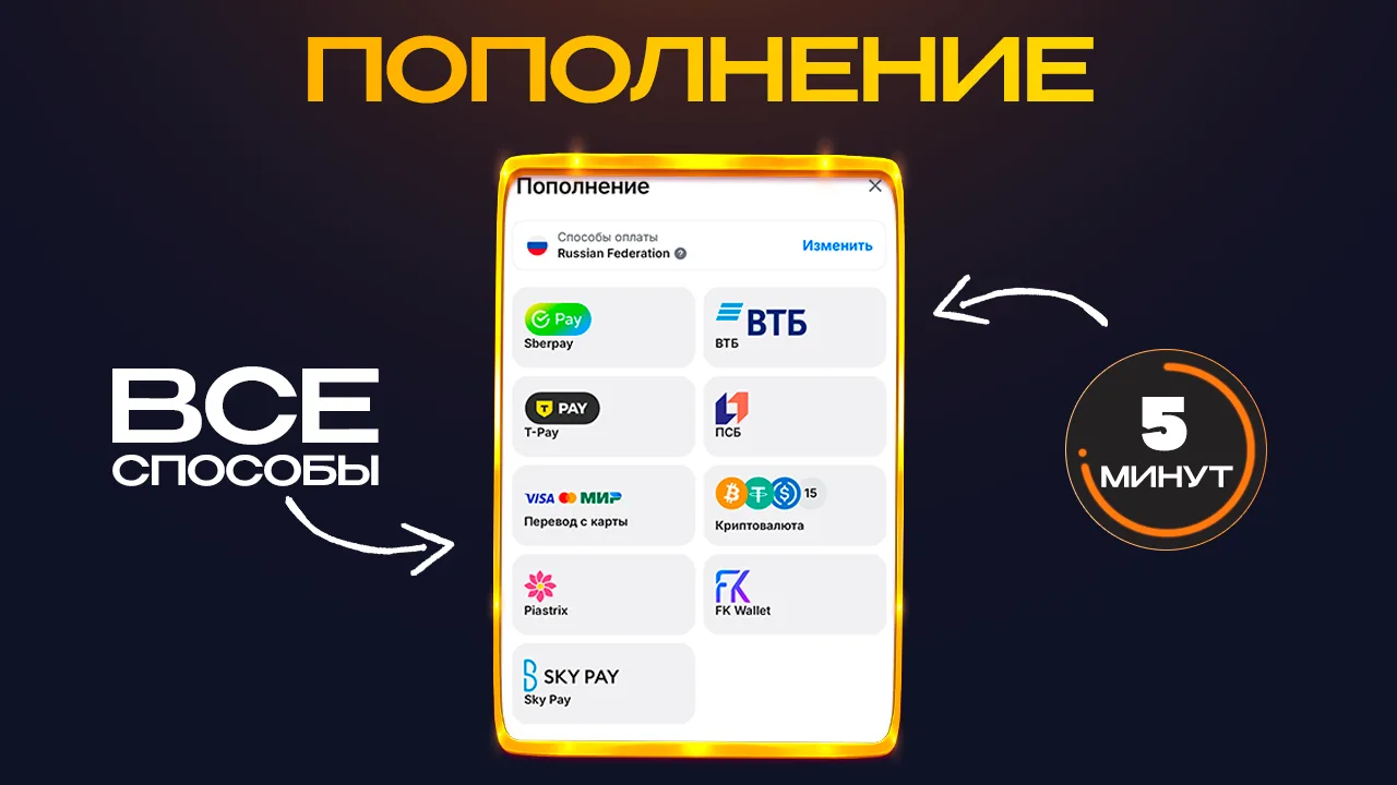 Пополнение счёта 1win — все способы за 5 минут